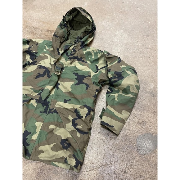 Tennier ECWCS Parka Jacket Mens Medium Woodland Camo Hooded Nylon Cold Weather - Picture 3 of 16